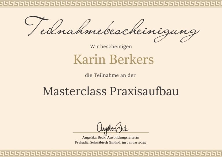 Zertifikat Masterclass Praxisaufbau
