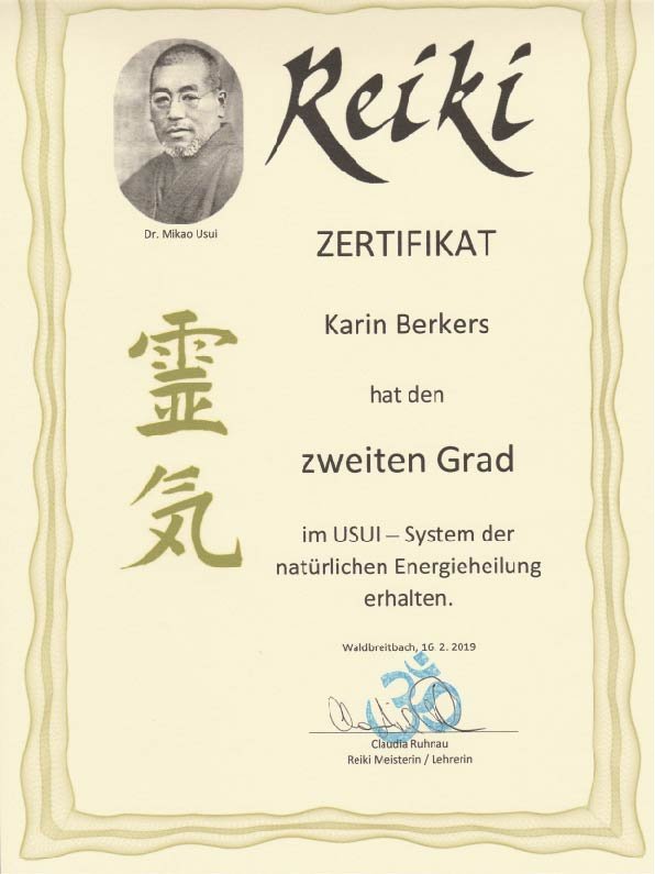 Zertifikat Reiki II
