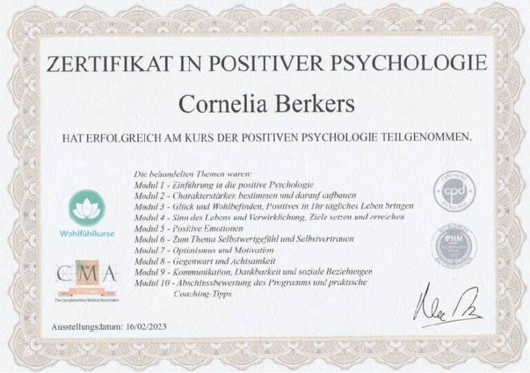 Zertifikat positive Psychologie
